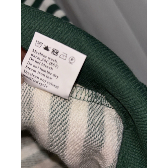 Dokotoo Woman’s Striped Zip Up Jacket•Green/White•Collared Sweater• Size LG•NWT - Picture 11 of 11